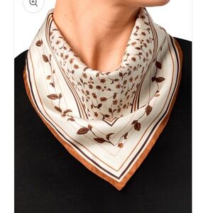 SARAH FLINT Sarah’s Garden silk scarf sepia floral 45cm NEW! $150